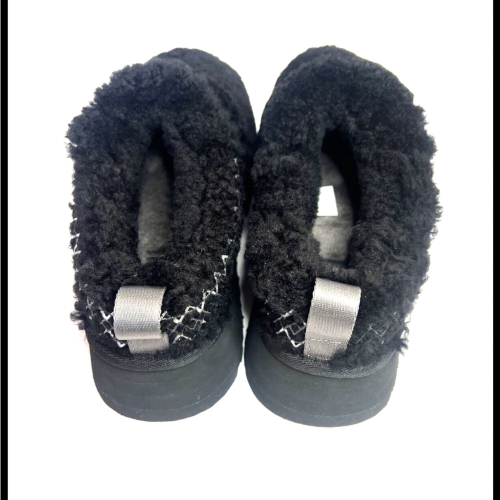 NEW UGG Tazz UGGbraid Black Sheepskin Platform Slippers Shoes Women Size 7
